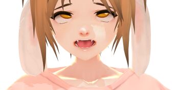 3d ahegao animal_ears brown_eyes brown_hair fang fangs jackalope long_ears open_mouth pink_shirt rabbit_ears rabbit_tail ren ren_gao rengao rengaoh shirt short_hair smile usamimi virtual_youtuber