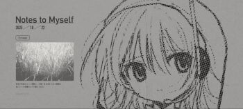 1girl closed_mouth dated greyscale halftone headset highres looking_at_viewer monochrome original pepeppepe101 photo_inset portrait rice_(plant) solo