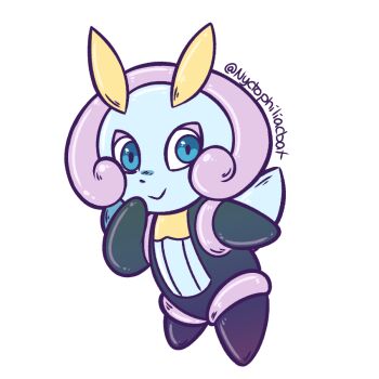 antennae artist_name blue_eyes full_body gen_3_pokemon illumise insect_wings looking_at_viewer nintendo no_humans nyctoxi pokemon pokemon_(creature) simple_background solo white_background wings