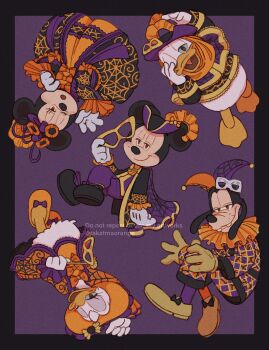 Rule 34 | 2girls, 3boys, absurdres, animal ears, daisy duck, donald duck, dress, duck boy, duck girl, full body, gloves, goofy, highres, looking at viewer, mickey mouse, mickey mouse &amp; friends, minnie mouse, mouse boy, mouse ears, multiple boys, multiple girls, shirt, smile, takatmaorange, white gloves