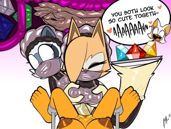 3girls absurdres apron chaos_emerald commission doctor dress elbow_gloves fisting gloves grabbing_another's_breast groping highres latex latex_dress latex_gloves mask matching_outfits medical_scrubs mouth_mask multiple_girls physical_examination qqlettuce rouge_the_bat see-through_clothes sonic_(series) sonic_the_hedgehog_(idw) surgeon surgical_cap surgical_mask tail tail_hold tangle_the_lemur tray uterus whisper_the_wolf x-ray yuri