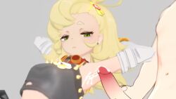 1boy 1girl 3d animated armpits bags_under_eyes bare_shoulders blonde_hair breasts clothed_female_nude_male crop_top cum cum_on_armpit cum_on_body earrings erection eyelashes green_eyes grey_background hair_ornament half-closed_eyes hetero jewelry loli long_hair looking_at_viewer masturbation mihoyo nude orangedonut33 out_of_frame penis piper_wheel simple_background small_breasts solo_focus uncensored upper_body video zenless_zone_zero