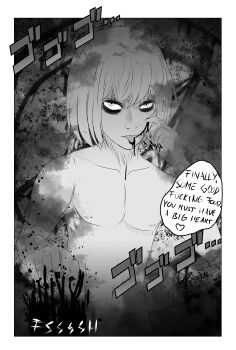 2021 absurdres blonde_hair blood cannibalism comic death_note english_text guro highres mello_(death_note) monochrome murder rape satanism sex snuff speech_bubble tongue torture uncensored vampirism yaoi