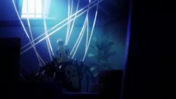 2girls animated anime_screenshot arthropod_girl audible_speech bdsm blindfold bondage bound breasts english_audio femdom grey_hair insect_girl lilith_(monster_musume) miia_(monster_musume) monster_girl monster_musume_no_iru_nichijou multiple_girls nipples papi_(monster_musume) pointy_ears rachnera_arachnera red_eyes sharp_teeth silk small_breasts sound spider_girl spider_web suu_(monster_musume) sweat tagme taur teeth video yuri