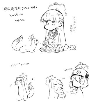 2girls animal_ears animalization blue_archive halo ki_no_nekko multiple_girls musical_note nodoka_(blue_archive) person_and_animalization shigure_(blue_archive) simple_background stoat_girl tail weasel weasel_ears weasel_tail white_background