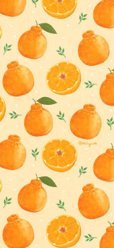 absurdres commentary_request dekopon_(fruit) food fruit fruit_focus highres no_humans omiyu99 orange_(fruit) orange_slice original yellow_background