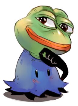 Rule 34 | blush, boy's club, gen 7 pokemon, meme, mimikyu, nintendo, no humans, non-web source, pepe the frog, pokemon, pokemon (creature), smile, smug, solo, sui (suizilla), transparent background, what