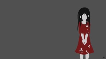 Rule 34 | 1girl, black hair, corpse party, dress, minimalism, red dress, shinozaki sachiko, tagme, vector art
