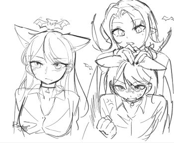 Rule 34 | 2girls, anger vein, animal ears, bang dream!, bang dream! it&#039;s mygo!!!!!, bat (animal), chinese commentary, commentary request, dated, dress shirt, fang, greyscale, highres, kemonomimi mode, mole, mole under eye, monochrome, multiple girls, open mouth, pointy ears, shiina taki, shirt, signature, simple background, skin fang, vampire, white background, wolf ears, wolf girl, yahata umiri, yoyoray20001996