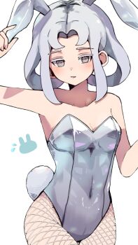 1girl akasode_matsuri_(inazuma_eleven) covered_navel inazuma_eleven_(series) inazuma_eleven_victory_road looking_at_viewer mirina1219 playboy_bunny solo twitter white_hair