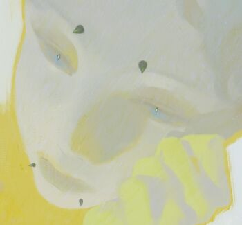 1girl close-up eyebrow_piercing face_piercing hand_on_own_cheek hand_on_own_face head_rest head_tilt kun333r limited_palette muted_color original piercing portrait side_labret_piercing solo