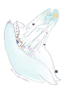 >_< antlers blue_eyes commentary_request dated elfilin fecto_elfilis furry glitch highres horns kirby_(series) kirby_and_the_forgotten_land looking_at_another multicolored_eyes nintendo purple_eyes royfox65019597 signature simple_background two-tone_eyes white_background