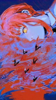 Rule 34 | 3boys, 4girls, angel devil (chainsaw man), angel wings, artist name, black necktie, chainsaw man, collared shirt, distortion, formal clothes, from above, halo, hayakawa aki, highres, juuxzi, kurose yuutarou, looking at another, makima (chainsaw man), medium hair, multiple boys, multiple girls, necktie, no arms, partially submerged, princi (chainsaw man), red hair, red theme, ringed eyes, sawatari akane (chainsaw man), shirt, short hair, sidelocks, suit, tendou michiko, topknot, white hair, white shirt, wings, yellow eyes