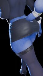 1girl 3d animated audible_music black_leggings black_thighhighs blue_eyes blue_fur blue_hair bra breasts fox fox_girl fox_tail furry furry_female glasses high_heels highres jojomingles krystal leggings miniskirt music navel nintendo panties shoes skirt sound star_fox tail thighhighs underwear video walking white_bra white_panties wide_hips