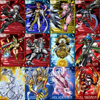 chain cho-hakkaimon club_(weapon) digimon digimon_(creature) dragon ginkakumon goddramon gokuwmon hammer headgear highres holydramon horns jewelry journey_to_the_west kappa kinkakumon megidramon monk monkey official_art pig qinglongmon ring sagomon sanzomon scroll shakamon shawujinmon weapon