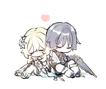 1boy 1girl black_bodysuit black_sandals black_shorts blonde_hair blue_cape blue_flower blue_gemstone blue_kimono blue_sleeves blue_trim blunt_ends bodysuit cape closed_eyes dress drooling eyeliner eyeshadow facing_down flower gem genshin_impact gold gold_shoes gold_trim grey_hair grey_hat hair_flower hair_ornament halterneck hat heart highres japanese_clothes juban kimono layered_sleeves leg_warmers leggings lumine_(genshin_impact) makeup mandarin_collar mouth_drool multicolored_flower open_clothes open_kimono red_eyeliner red_eyeshadow sandals scaramouche_(genshin_impact) scarf shoes short_hair short_hair_with_long_locks short_sleeves shorts shoulder_peek side-by-side sidelocks sitting sleeping unconscious unworn_hat unworn_headwear vision_(genshin_impact) wanderer_(genshin_impact) white_dress white_flower white_kimono white_leg_warmers white_leggings white_scarf white_sleeves wispy_bangs wonla8 zouri