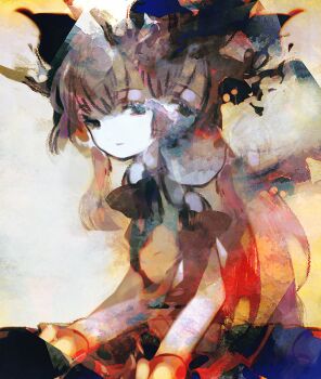 Rule 34 | 1girl, abstract, ascot, black ascot, closed mouth, commentary, commentary request, cowboy shot, double exposure, empty eyes, expressionless, ibuki suika, looking at viewer, medium hair, multiple views, shirt, sideways glance, skirt, sleeveless, sleeveless shirt, touhou, tsukamoto anabone