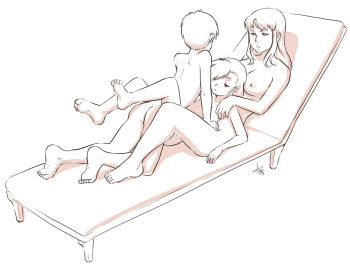 1boy 2girls age_difference aogami ass between_legs breasts brother_and_sister family ffm_threesome flat_chest group_sex highres incest large_breasts lying lying_on_person mature_female missionary monochrome mother_and_daughter mother_and_son multiple_girls forced_partners nipples nude on_back sex siblings threesome uncensored vaginal