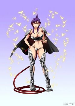 1girl armor bikini_armor breasts cleavage groin large_breasts magi_the_labyrinth_of_magic myers navel official_art purple_hair source_request