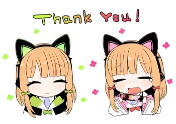 2girls blue_archive chibi english_text image_sample midori_(blue_archive) momoi_(blue_archive) multiple_girls school_uniform tank_(artist) tears twitter_sample white_background