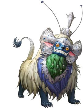 artist_request barong_(megami_tensei) blue_skin colored_skin crown demon_(megami_tensei) hair_tie highres no_humans official_art orange_eyes persona persona_5 persona_5:_the_phantom_x sharp_teeth shin_megami_tensei slit_pupils solo tail teeth third-party_source transparent_background