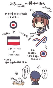 1boy 1girl black_neckerchief blue_sailor_collar blue_serafuku flag hat kantai_collection looking_at_another military_uniform nakadori_(movgnsk) neckerchief pink_hair sailor_collar sailor_hat school_uniform serafuku short_hair smile z3_max_schultz_(kancolle)