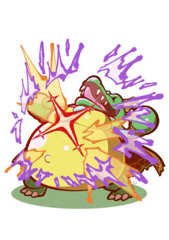 Rule 34 | 04sora40, 1boy, chibi, commentary, crown, donkey kong (series), donkey kong country, full body, king k. rool, male focus, nintendo, open mouth, sharp teeth, simple background, solo, standing, super smash bros., teeth, tongue, white background