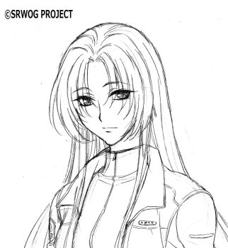 1girl bandai_namco glacies highres long_hair monochrome official_art solo super_robot_wars super_robot_wars_destiny super_robot_wars_original_generation upper_body very_long_hair