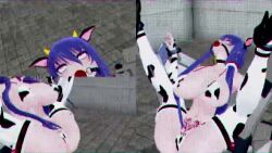 1girl 3d akiyama_rinko animal_ears animal_print animated artist_request ass_shake audible_music bikini bouncing_ass bouncing_breasts breasts cow_ears cow_girl cow_horns cow_print cowbell curvy embarrassed fake_animal_ears fake_horns full_body gag gagged hetero horns huge_breasts implied_sex jiggle lactation leggings looking_at_another micro_bikini mikumikudance_(medium) milk multiple_views nipples pubic_tattoo pussy_juice restrained rolling_eyes side-tie_bikini_bottom simple_background sound spread_legs stationary_restraints swimsuit tagme taimanin_(series) taimanin_rpgx taimanin_yukikaze tattoo thong_bikini video