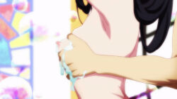 animated anime_screenshot araragi_koyomi araragi_tsukihi arms_up black_hair bouncing_breasts breasts brother_and_sister bubble from_side grabbing_another's_breast grabbing_from_behind groping indoors interior long_hair mixed-sex_bathing monogatari_(series) nipples nude nude_filter shared_bathing siblings small_breasts soap surreal tagme third-party_edit tsukimonogatari video