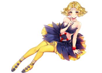 Rule 34 | 1girl, bishoujo senshi sailor moon, bishoujo senshi sailor moon crystal, blonde hair, breasts, covered navel, dress, earrings, jewelry, large breasts, lebachqui126, midriff, mimete (sailor moon), necklace, pantyhose, solo, tiara, witches 5, yellow pantyhose