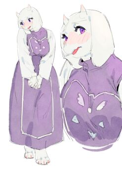 1girl blush furry goat inuki_(aruurara) mature_female open_mouth purple_eyes toriel undertale utdr_(toby_fox)