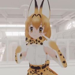 3d animal_costume animal_ear_fluff animal_ears animated cat_ears cat_girl cat_tail dancing kemono_friends video serval_(kemono_friends) tagme tail yogurt_cap