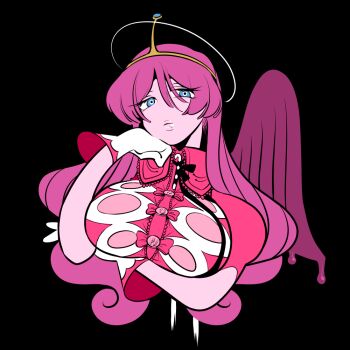 1girl adventure_time blue_eyes breasts female_focus long_hair pink_hair princess_bonnibel_bubblegum solo