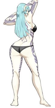 absurdres ass ass_focus atlus barefoot bikini bra breasts devil_summoner:_soul_hackers devil_summoner_(series) feet highres looking_at_viewer looking_back nemissa nipples non-web_source octavius_dp panties swimsuit tattoo underwear