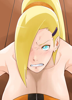 1boy 1girl blonde_hair blue_eyes boruto:_naruto_next_generations breasts closed_mouth highres huge_breasts long_hair naruto_(series) naruto_shippuuden ponytail sahara_wataru source_request uzumaki_naruto yamanaka_ino