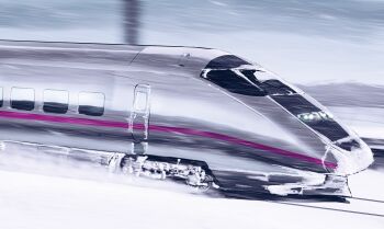 209all absurdres cloud cloudy_sky e3_tsubasa east_japan_railway_company high-speed_train highres japan_railways multiple_unit_train no_humans original railroad_tracks shinkansen sky snow snowing train train_interior utility_pole vehicle_focus wyper_(one_piece)