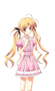 1girl antenna_hair black_bow blazer blonde_hair bow breasts brown_eyes chaos;head collared_dress dress game_cg hair_bow hand_on_own_chest jacket lolita_fashion looking_at_viewer matsuo_yukihiro non-web_source official_art orihara_kozue petticoat pink_dress puffy_short_sleeves puffy_sleeves science_adventure short_sleeves small_breasts smile solo sprite transparent_background twintails white_trim