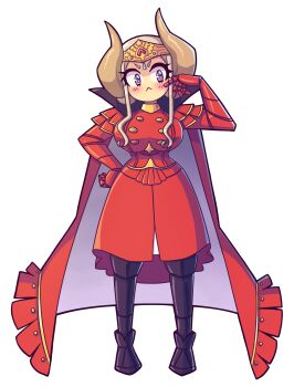 Rule 34 | 1girl, absurdres, cape, closed mouth, commission, daigada, dress, edelgard von hresvelg, edelgard von hresvelg (timeskip), fake horns, fire emblem, fire emblem: three houses, highres, horned headwear, horns, nintendo, purple eyes, red cape, red dress, white hair