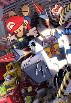 ?_block artist_name commentary_request facial_hair gloves hat highres lord_crump magnus_von_grapple_2.0 maribou_(supermaribou) mario mario_(series) ms._mowz mustache nintendo paper_mario paper_mario:_the_thousand-year_door paper_mario_(character) red_hat save_block solid_oval_eyes warp_pipe white_gloves