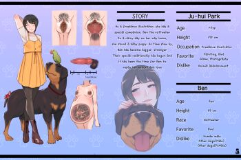 1boy 1girl baby_animal bestiality bird blush boots breasts breasts_apart censored character_name character_profile couple dark_areolae dark_nipples dog dress full_body hetero interspecies light_blush mr.takealook nipples original parrot penis pinafore_dress pregnant pubic_hair puppy reference_sheet short_hair sleeveless sleeveless_dress standing x-ray