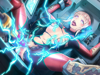 1girl ahegao anus ass bdsm bodysuit bondage bound breasts censored dildo electricity electrodes electrostimulation female_focus heart heart-shaped_pupils machine navel nipples object_insertion pamela_jaeger_(taimanin_asagi_battle_arena) pussy pussy_juice restrained sex_machine sex_toy short_hair sitting solo spread_legs symbol-shaped_pupils taimanin_(series) taimanin_asagi_kessen_arena torn_clothes vaginal vaginal_object_insertion yuuji_(and)