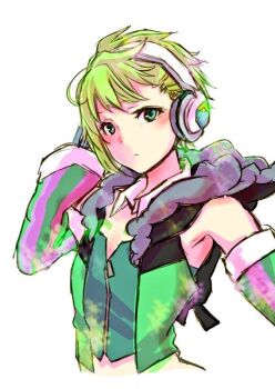 10s 1girl blue_eyes endlicheri_uro female_focus flat_chest green_hair hacker headphones jpeg_artifacts macross macross_delta reina_prowler solo uro_(m369)