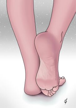 Rule 34 | 1girl, barefoot, clara (honkai: star rail), close-up, feet, foot focus, from behind, highres, honkai: star rail, honkai (series), owsjjsi, signature, soles, solo, tiptoes, toes