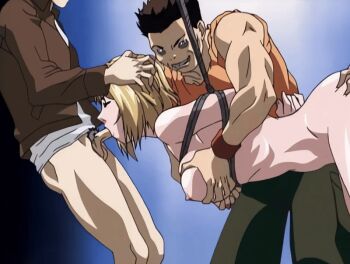 00s 1girl 2002 3boys anal animated animated_gif anime_screenshot bdsm bible_black bible_black_gaiden blonde_hair bondage bound breasts clothed_sex double_penetration fellatio grabbing_another's_breast groping groping_breast group_sex hetero kitami_reika kneehighs multiple_boys nipples oral penis pubic_hair rape sex socks spitroast testicles uncensored