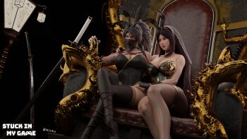 absurdres akali animal_ears black_leotard fake_animal_ears fishnets goth_fashion highres irelia leotard mature_female non-web_source pantyhose playboy_bunny rabbit_ears