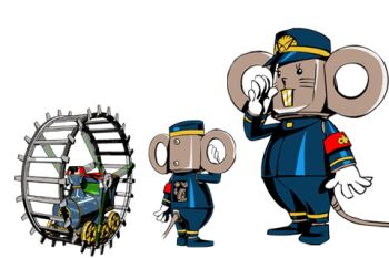 Rule 34 | buck teeth, clockwork, gloves, hamster wheel, hat, locomotive, mouse, official art, promotional art, robot, shuppo, tail, tailenders, teeth, toy, vehicle