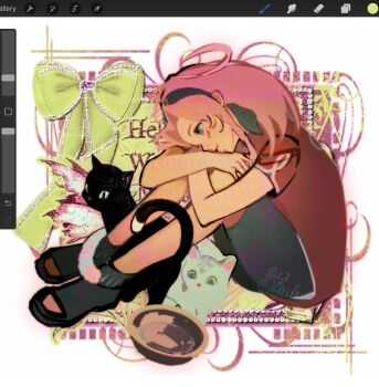 Rule 34 | 1girl, art program in frame, black cat, black headband, black pants, black shoes, blush, bow, bowl, cat, collage (medium), commentary, curtained hair, diamond (gemstone), english commentary, english text, flourish (design), forehead protector, full body, green bow, green eyes, grey cat, grin, haruno sakura, head tilt, headband, highres, hugging own legs, looking at animal, medium hair, middle part, naruto (classic), naruto (series), pants, parted hair, pink hair, procreate (medium), procreate (software), red shirt, screencap, seafailer, shirt, shoes, short sleeves, shorts, signature, sitting, smile, solo, unfinished
