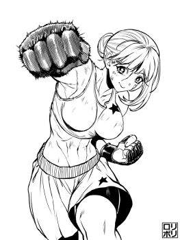 abs breasts highres hongou_hina isshou_senkin jamrolypoly muscular muscular_female