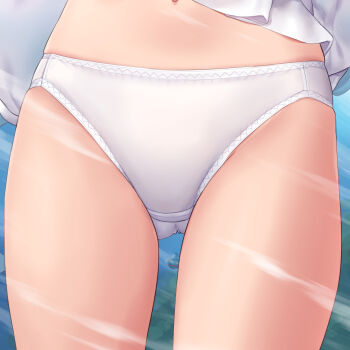 1girl blurry blurry_background close-up clothes_lift commentary_request commission crotch_seam dragon_quest dress dress_lift gluteal_fold navel original panties pixiv_commission revision slime_(creature) slime_(dragon_quest) solo torimaru underwear white_panties wind wind_lift